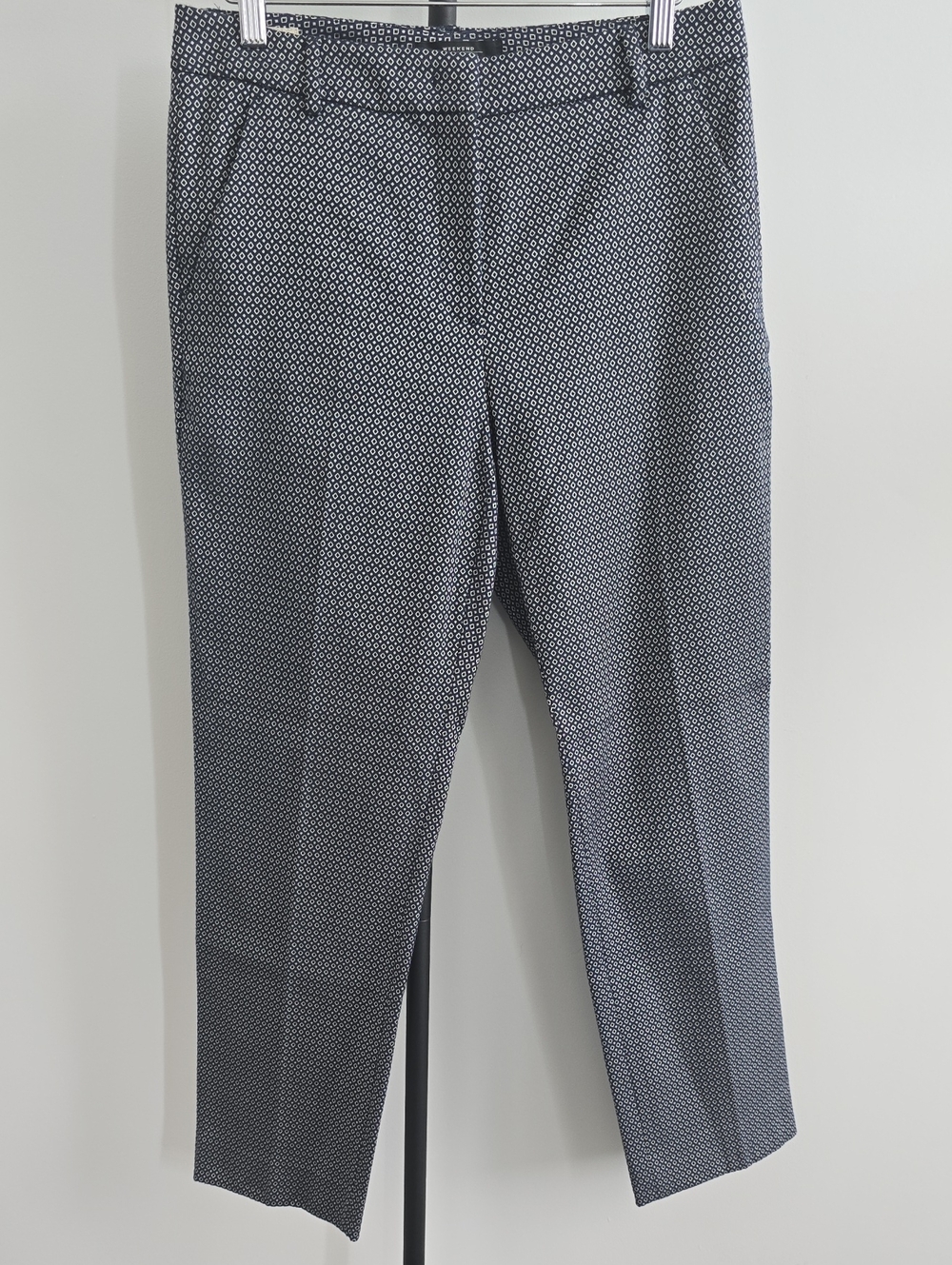 Weekend Max Mara Navy and White Geometric Dress Pants
